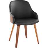 Bacci Dining Accent Chair in Walnut Wood & Black Leatherette